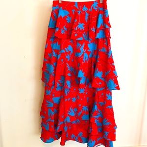 Red and electric blue skirt